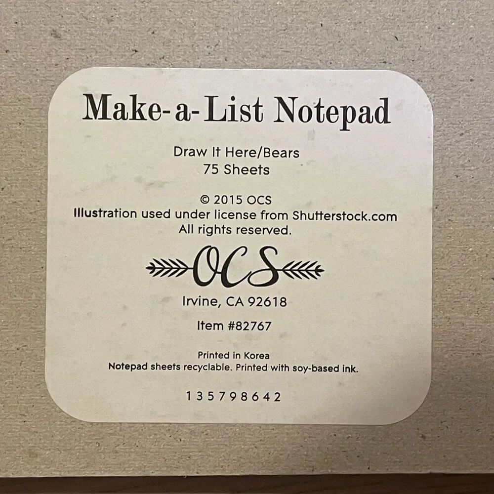 Draw It Here - Write it There | Bear Themed Make-a-List Perforated Notepad